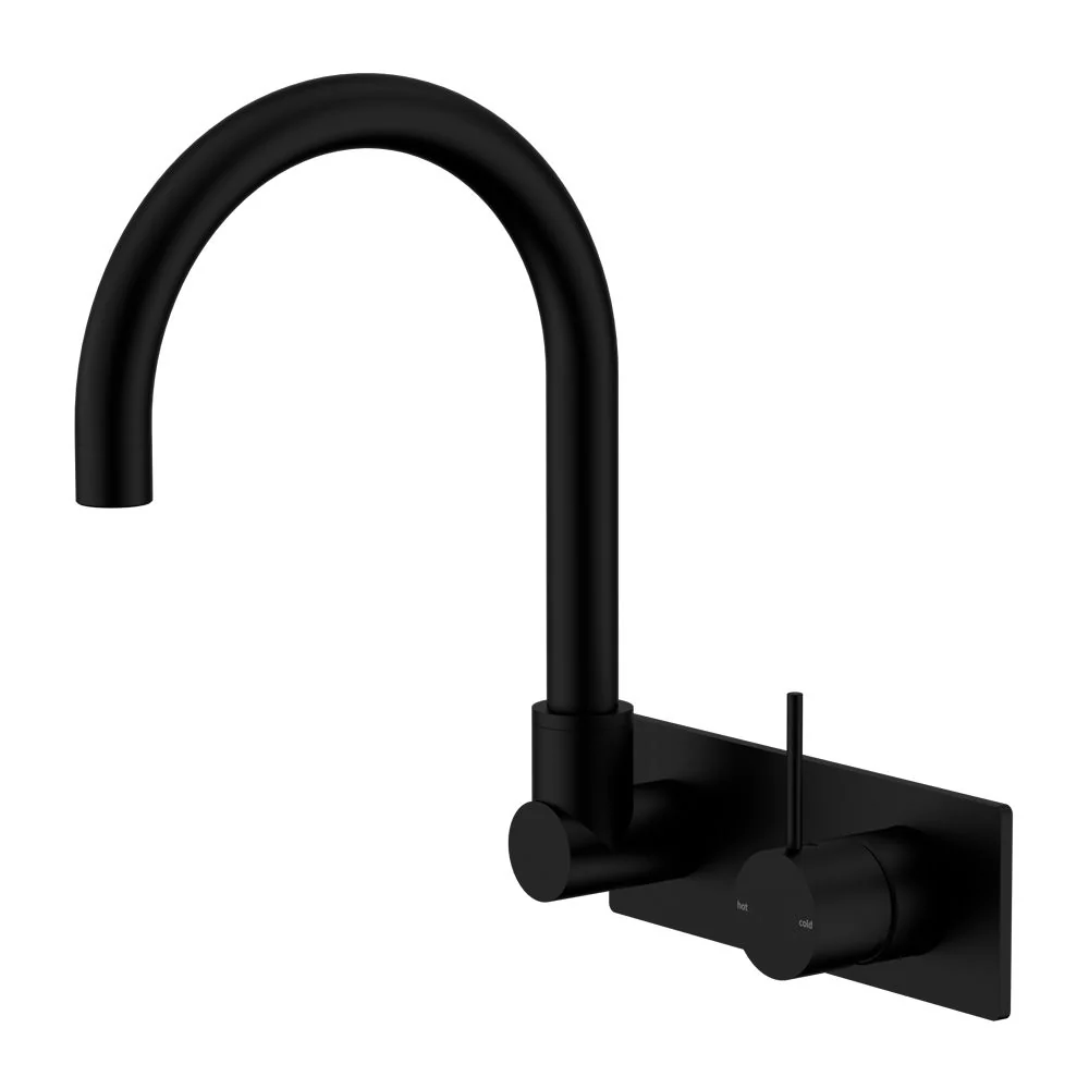 Nero Mecca Wall Basin/Bath Mixer Swivel Spout Handle Up - Black Matte