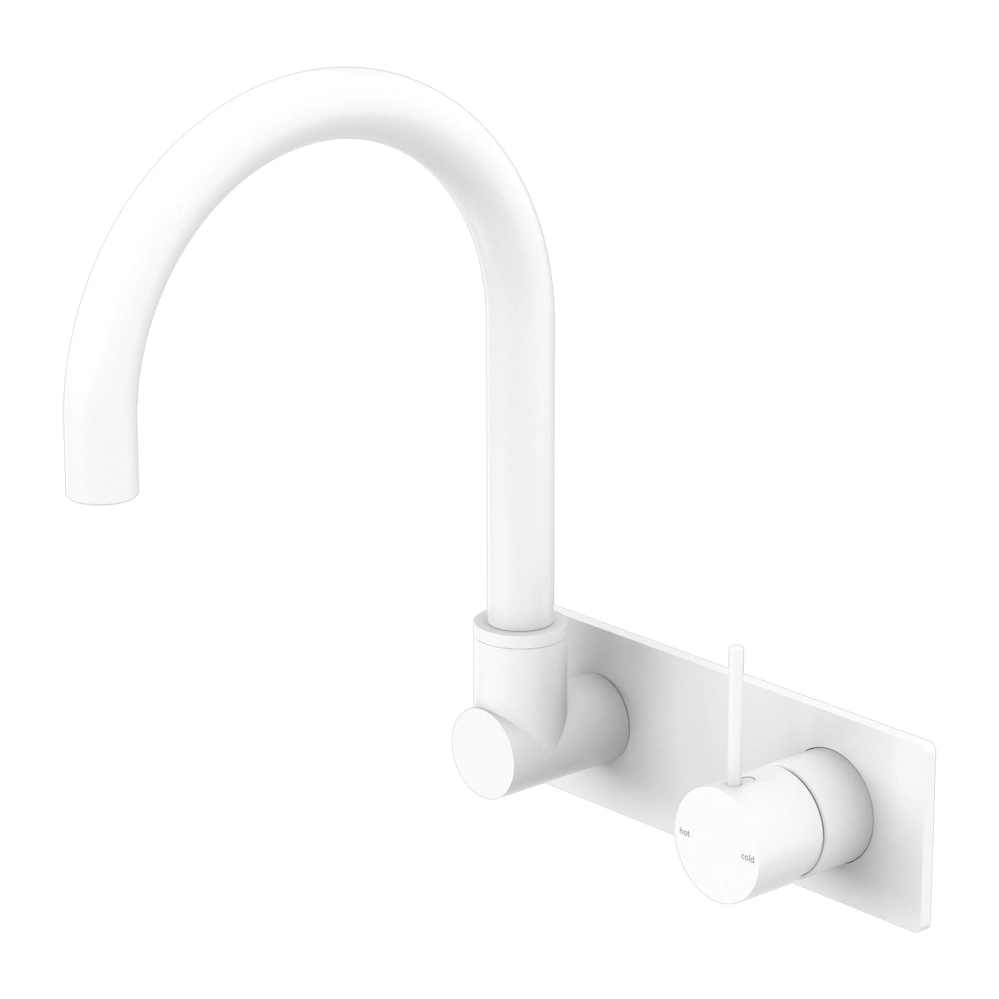 Nero Mecca Wall Basin/Bath Mixer Swivel Spout Handle Up - White Matte