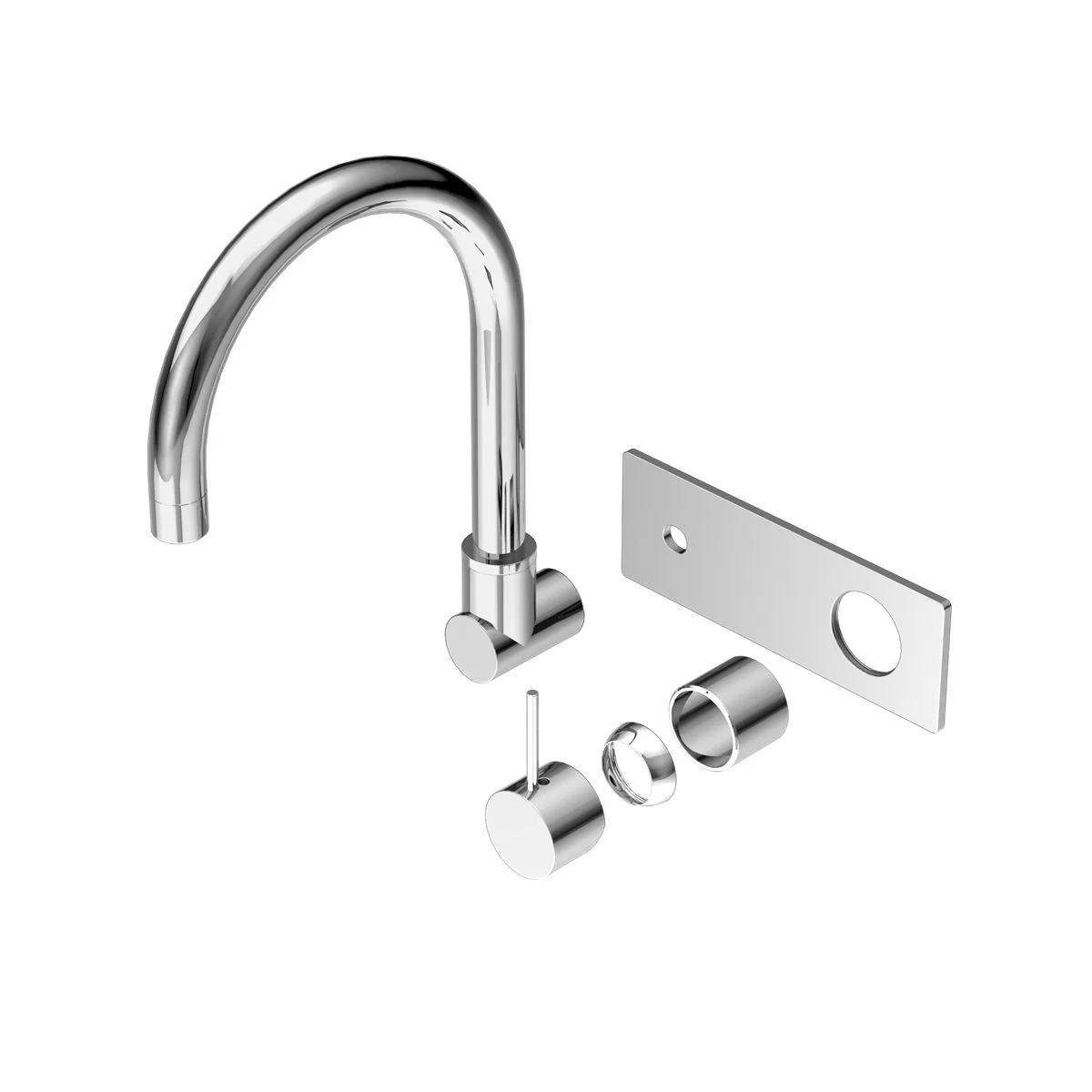 Nero Mecca Wall Basin/Bath Mixer Swivel Spout Handle Up (Trim Kit Only) - Chrome