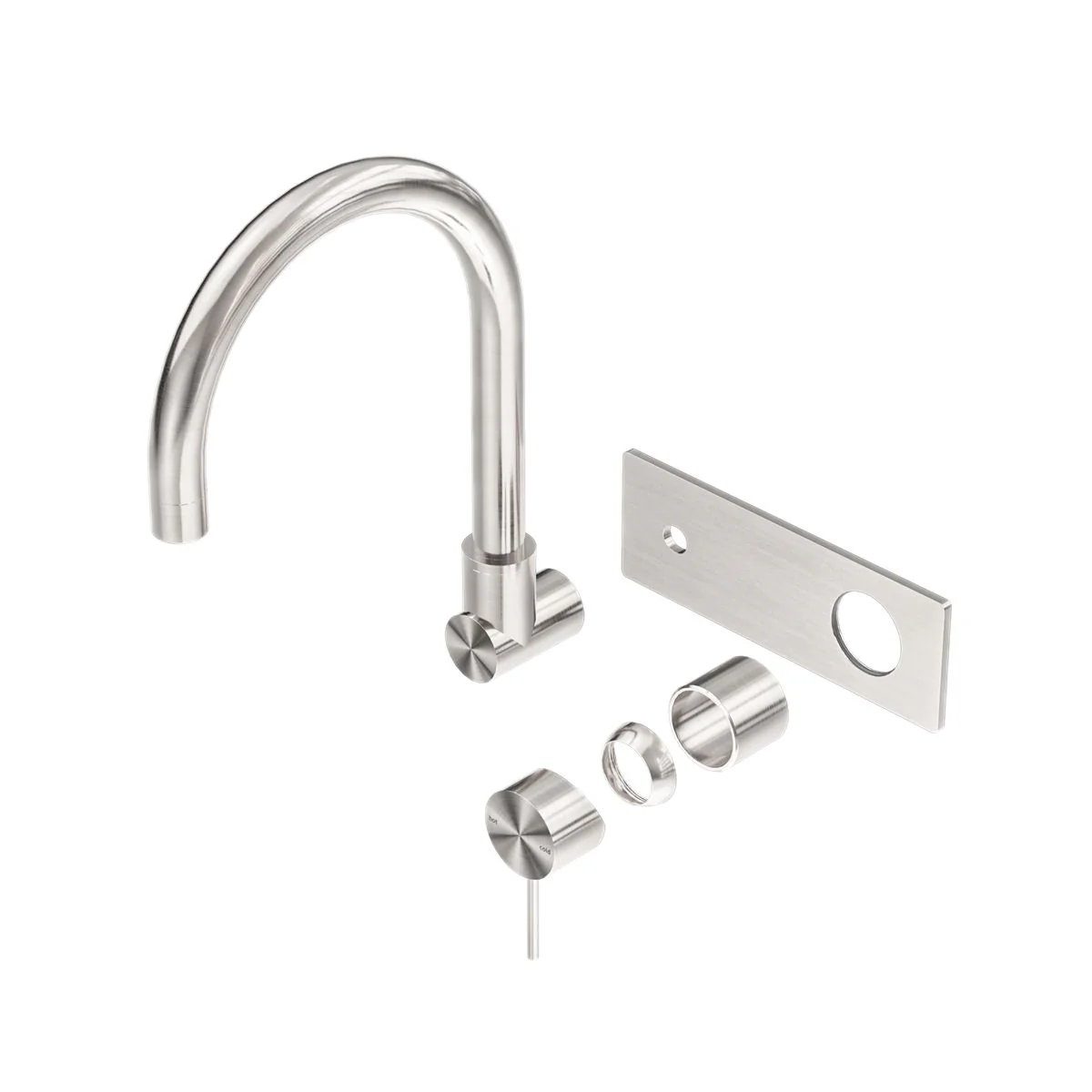 Nero Mecca Wall Basin/Bath Mixer Swivel Spout (Trim Kit Only) - Brushed Nickel