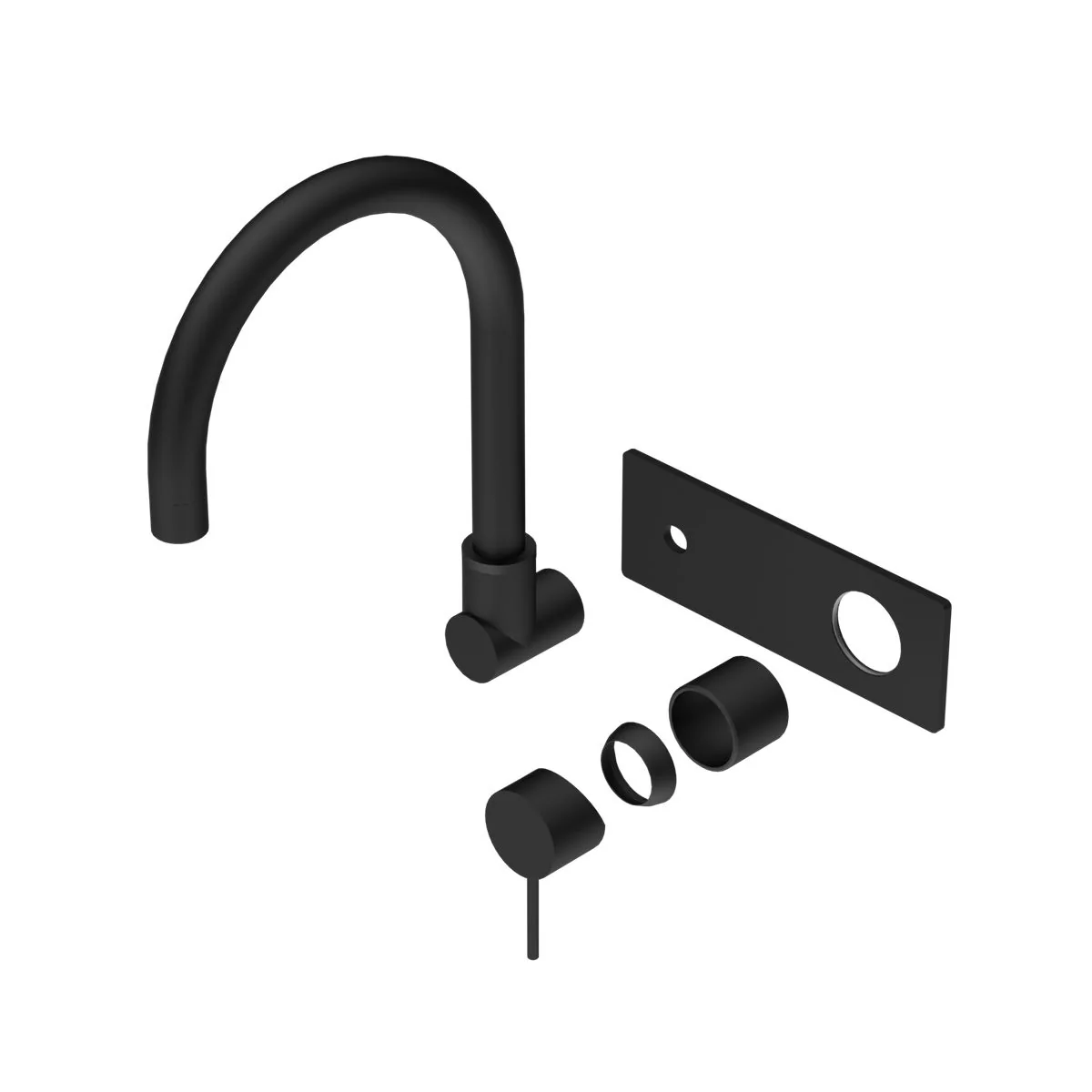 Nero Mecca Wall Basin/Bath Mixer Swivel Spout (Trim Kit Only) - Black Matte