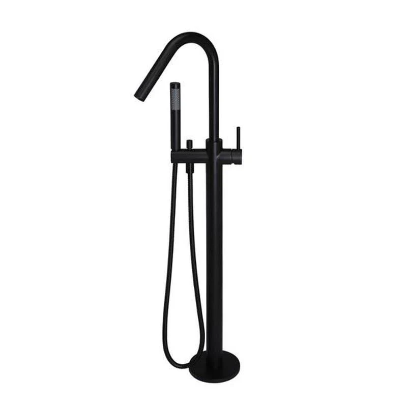 Meir Freestanding Round Bath Mixer Tap with Hand Spray - Black Matte