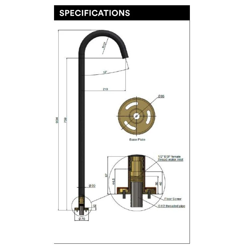 Meir Round Freestanding Bath Spout - Lustre Bronze - Image 4