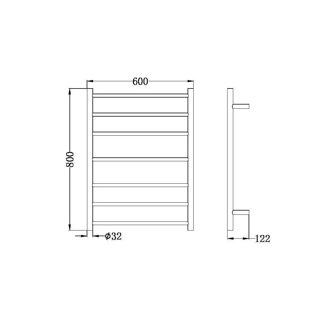 Nero Non-Heated Towel Ladder - Chrome - Image 4