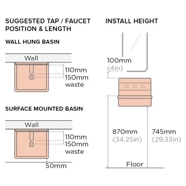Nood Co Herbert Basin One Tone Wall Hung - 14 Colours - Image 18