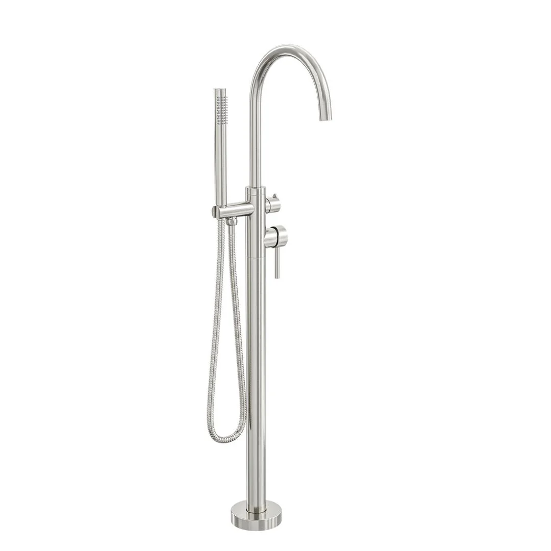 Linsol Nure Freestanding Bath Filler with Hand Shower - Brushed Nickel - Image 2