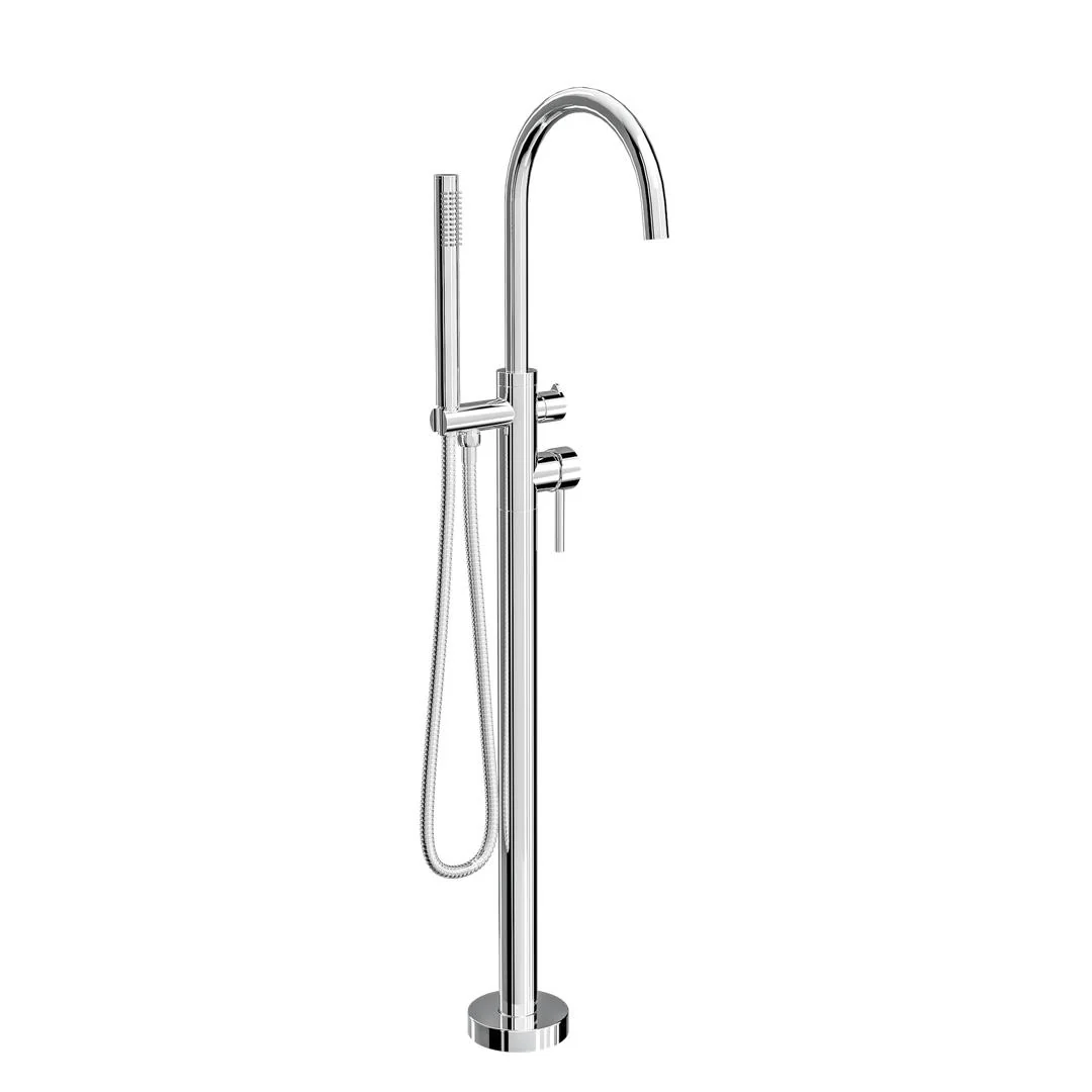 Linsol Nure Freestanding Bath Filler with Hand Shower - Chrome - Image 2