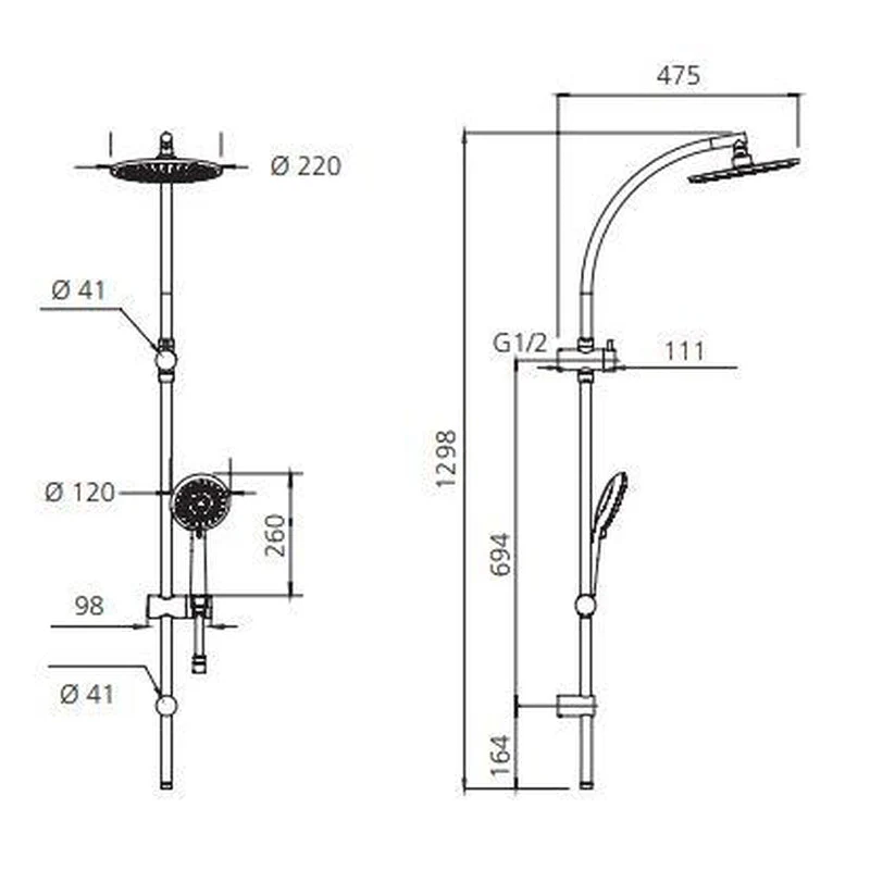 Oliveri Copenhagen Chrome Dual Shower Set - Image 2