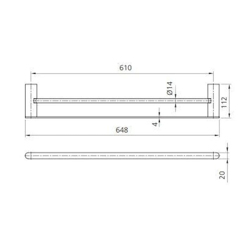 Oliveri Madrid Double Towel Rail 650mm - Chrome - Image 2