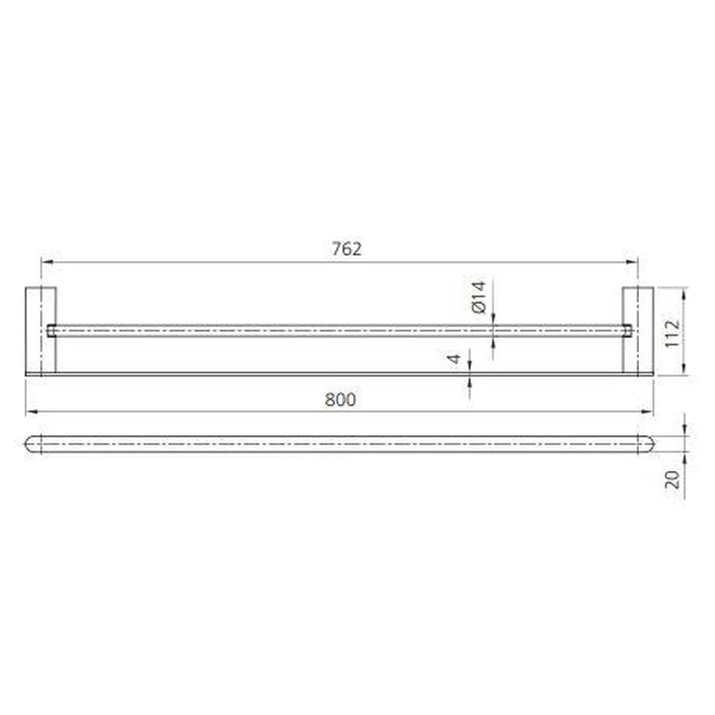 Oliveri Madrid Double Towel Rail 800mm - Chrome - Image 2