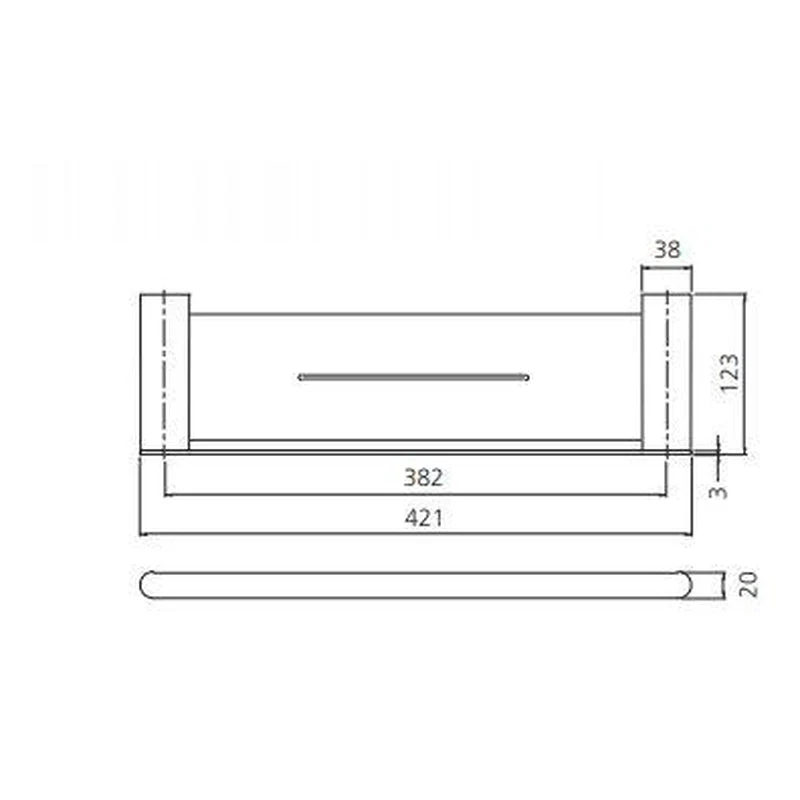 Oliveri Madrid Metal Shelf 420mm - Chrome - Image 2