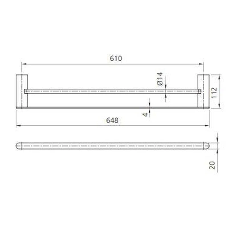 Oliveri Madrid Double Towel Rail 650mm - Black Matte - Image 2