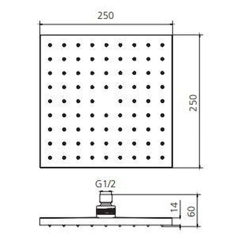 Oliveri Monaco Shower Rose 250mm - Black Matte - Image 2