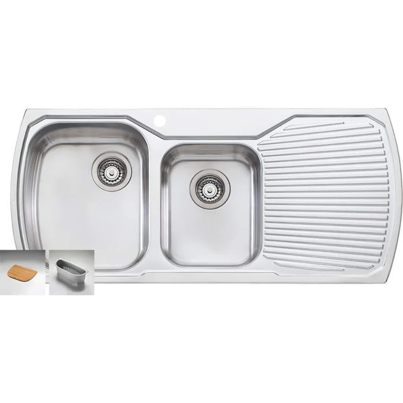 Oliveri Monet 1 & 3/4 Bowl Topmount Sink with Right Hand Drainer - Image 3