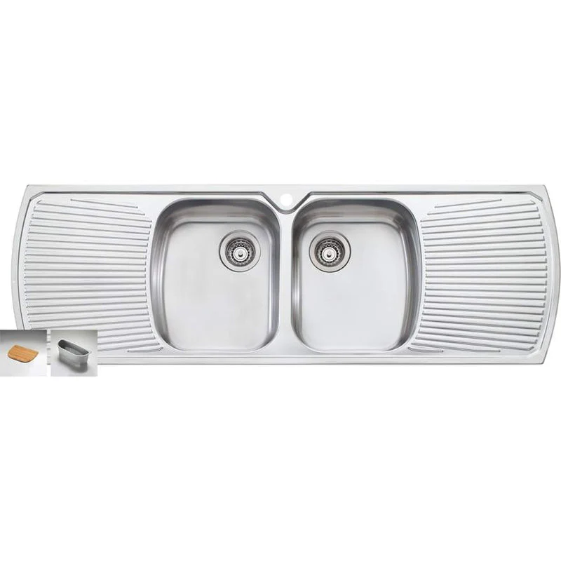 Oliveri Monet Double Bowl Topmount Sink with Double Drainer - Image 3