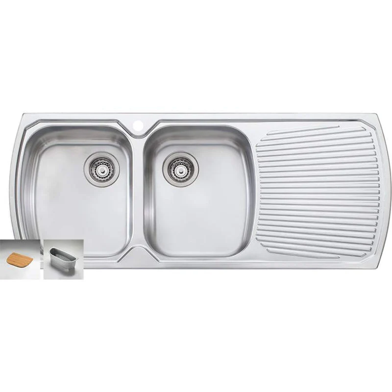 Oliveri Monet Double Bowl Topmount Sink with Right Hand Drainer - Image 3