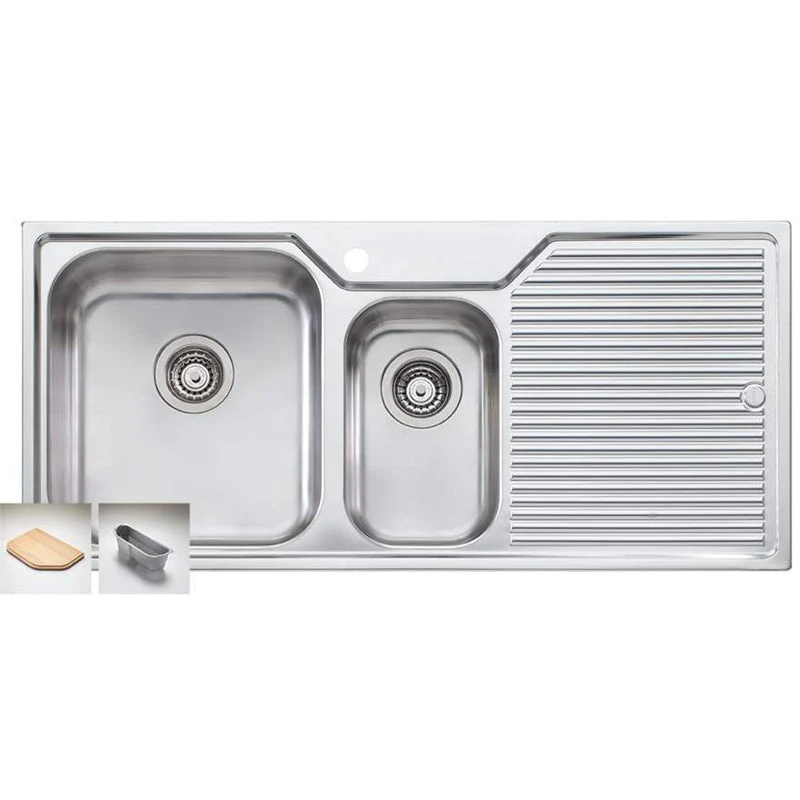 Oliveri Nu-Petite 1 & 1/2 Bowl Topmount Sink With Right Hand Drainer - Image 3