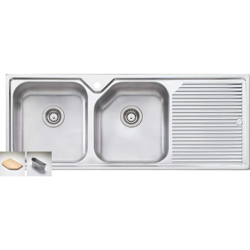 Oliveri Nu-Petite Double Bowl Topmount Sink With  Right Hand Drainer - Image 3