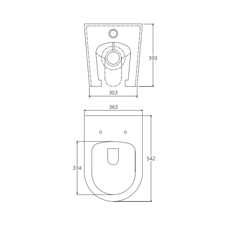 Oliveri Oslo Rimless Wall Faced Toilet Pan - Image 2
