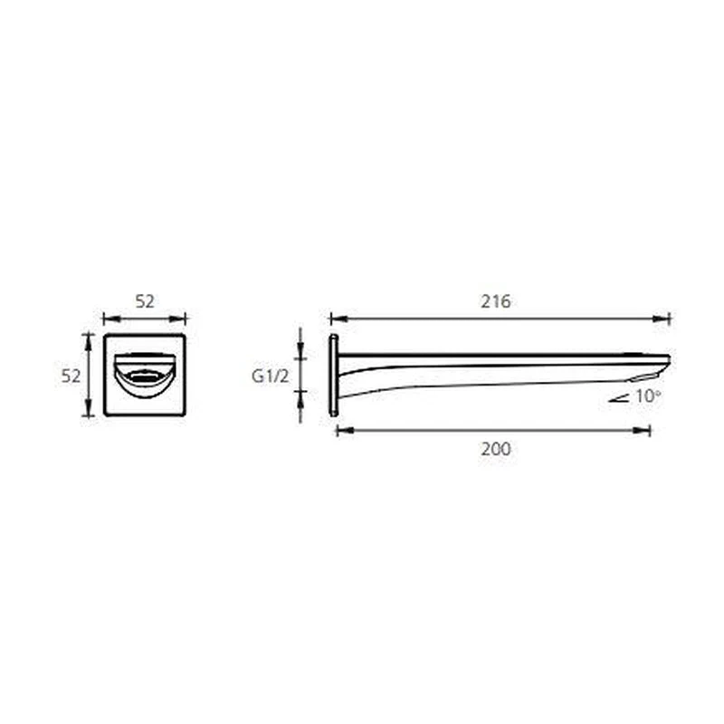 Oliveri Paris Wall Spout - Brushed Nickel - Image 2