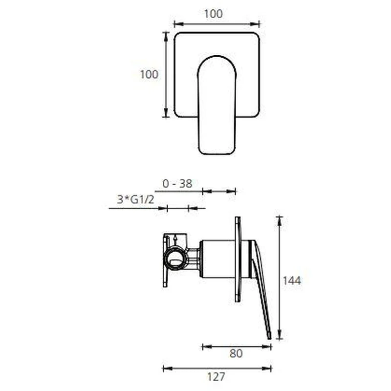 Oliveri Paris Wall Mixer - Black Matte - Image 2