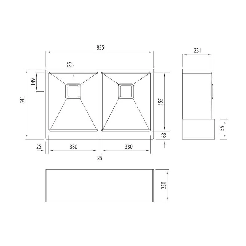 Oliveri Professional Butler Series Double Bowl Sink With Apron - Image 2