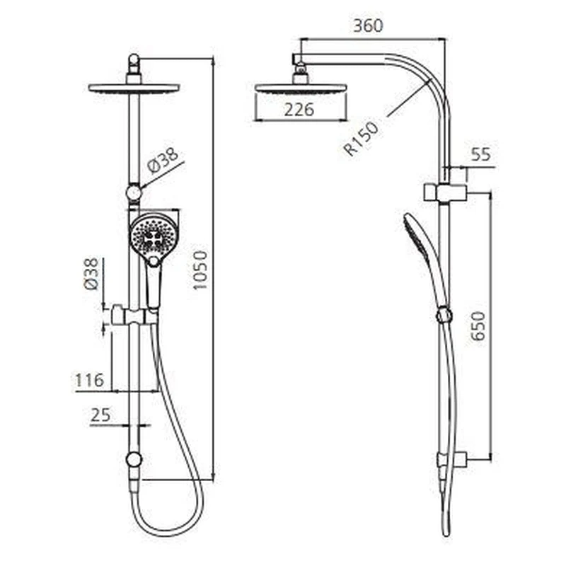 Oliveri Rome Dual Shower Set - Brushed Nickel - Image 2