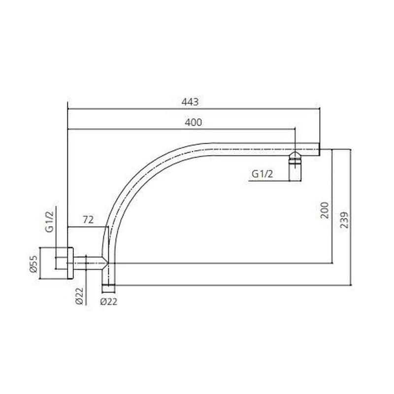 Oliveri Rome Raised Wall Mounted Shower Arm - Chrome - Image 2