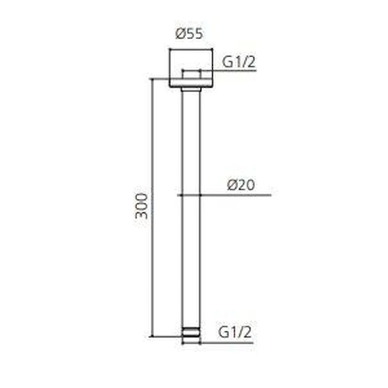 Oliveri Rome Ceiling Mounted Shower Arm - Black Matte - Image 2