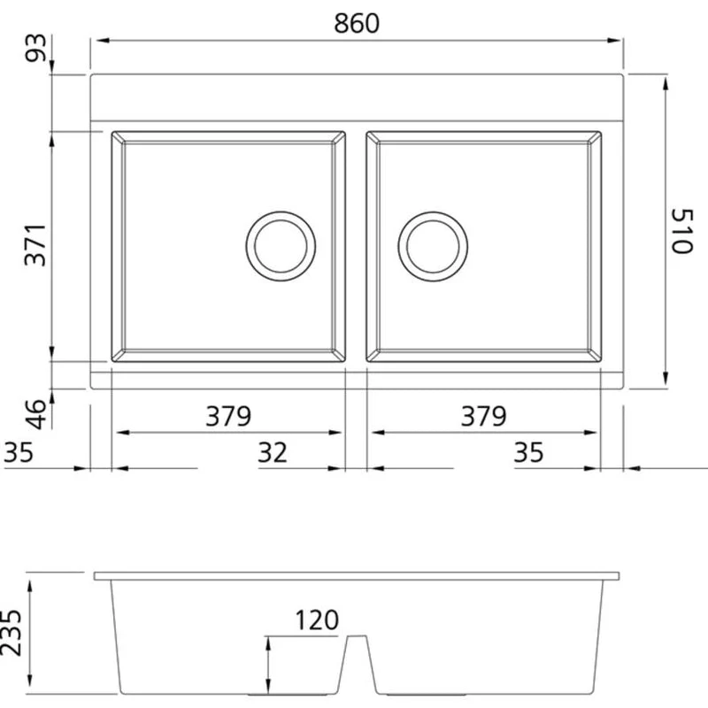 Oliveri Santorini Double Bowl Topmount Sink with Glass Top - Black - Image 3