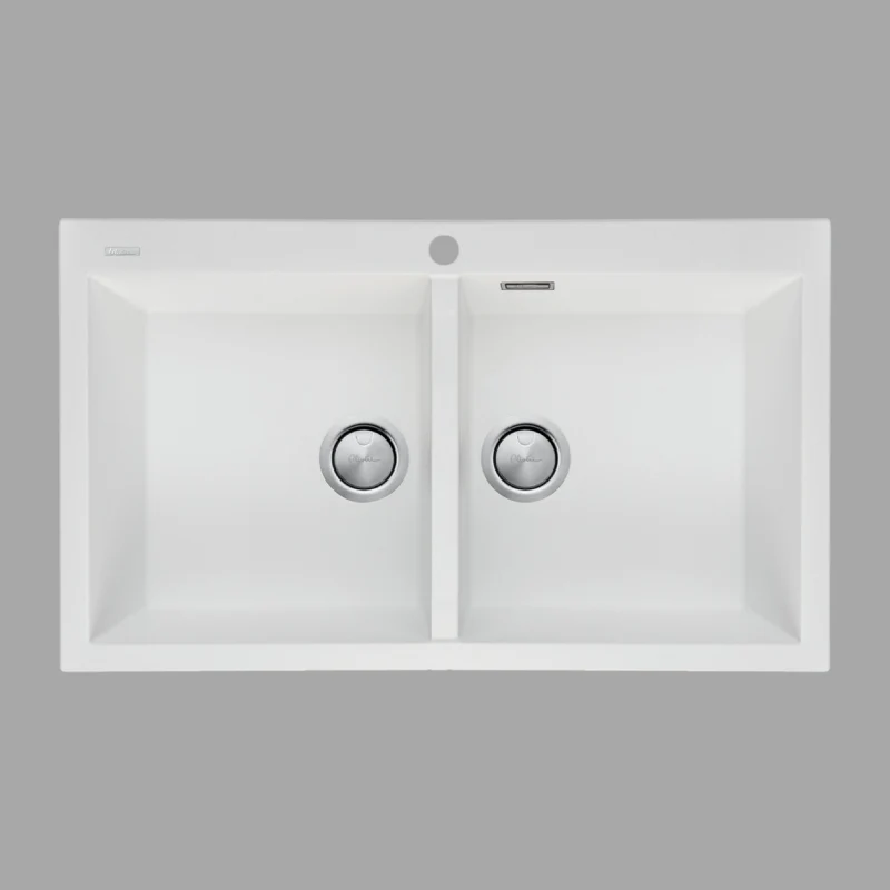 Oliveri Santorini Double Bowl Topmount Sink - White