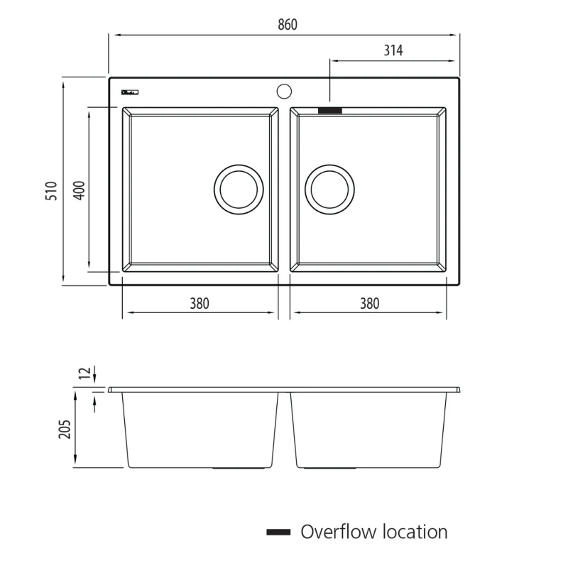 Oliveri Santorini Double Bowl Topmount Sink - White - Image 2
