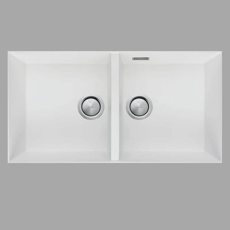 Oliveri Santorini Double Bowl Undermount Sink - White