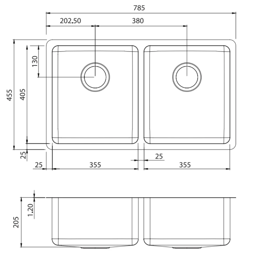 Oliveri Sonetto Double Bowl Universal Sink - Image 3