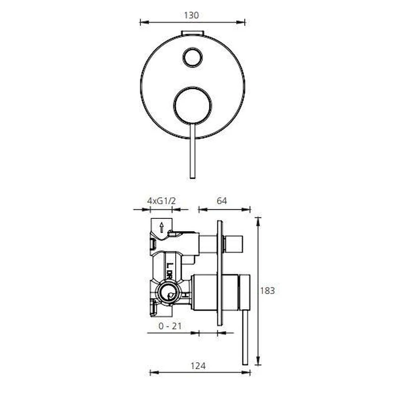 Oliveri Venice Wall Mixer With Diverter - Chrome - Image 2