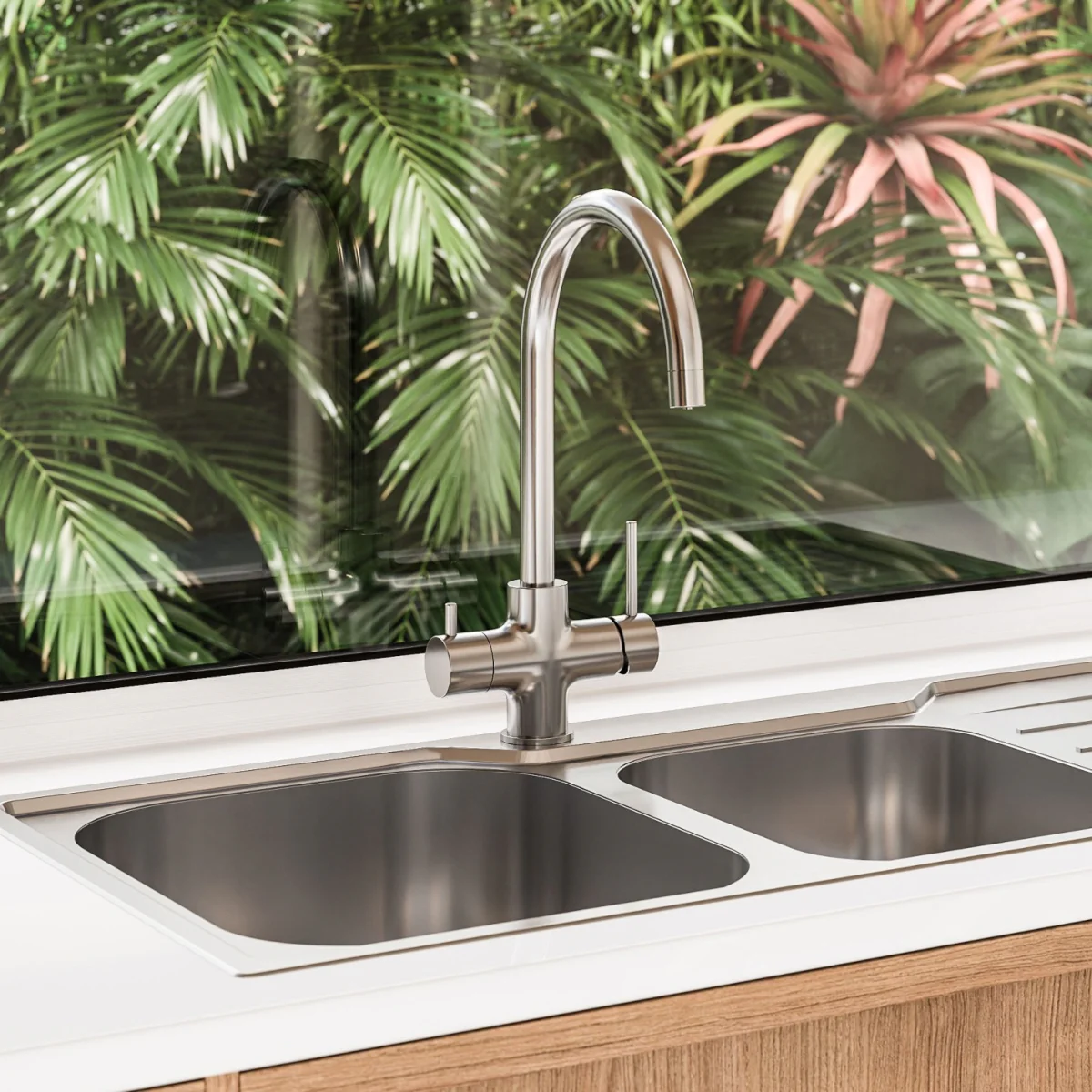Oliveri Venice Goose Neck 3 Way Filter Tap - Chrome - Image 2
