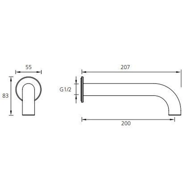 Oliveri Venice Curved Wall Spout - Black Matte - Image 2
