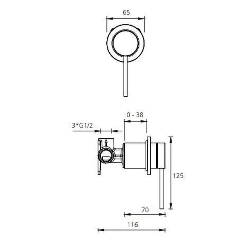 Oliveri Venice Wall Mixer - Black Matte - Image 2