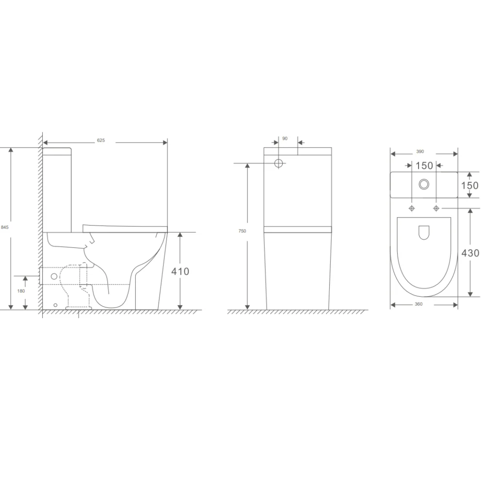 Onyx Halo Tornado Wall Faced Toilet Suite with UF Slim Seat - Image 4