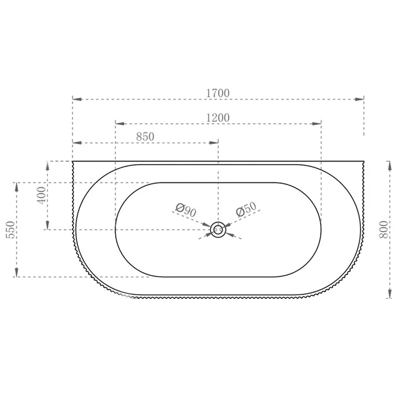 Onyx V-Groove Fluted Round Back To Wall Bath - Matte White - Image 7