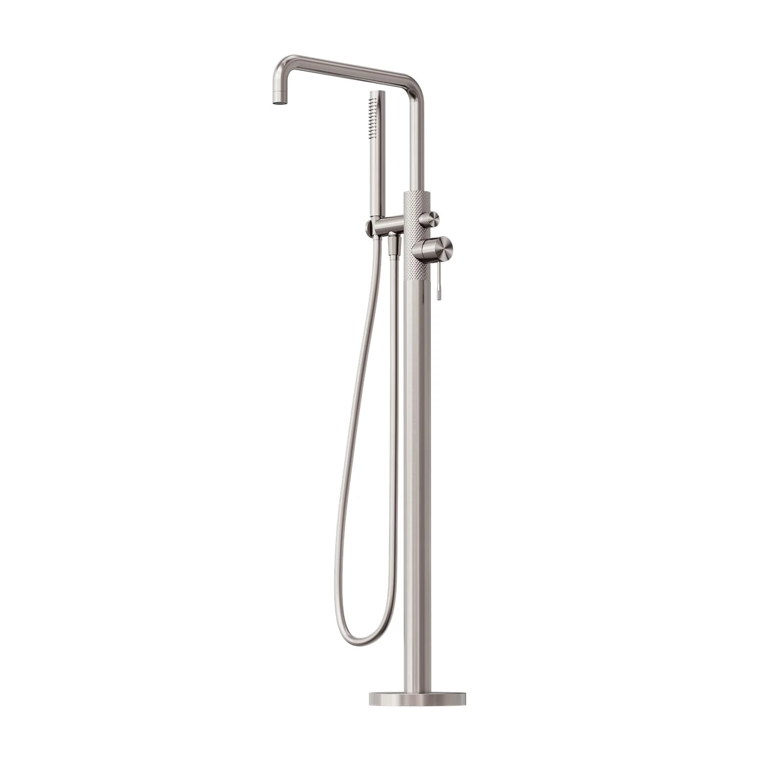 Nero Opal Freestanding Bath Mixer With Hand Shower - Brushed Nickel
