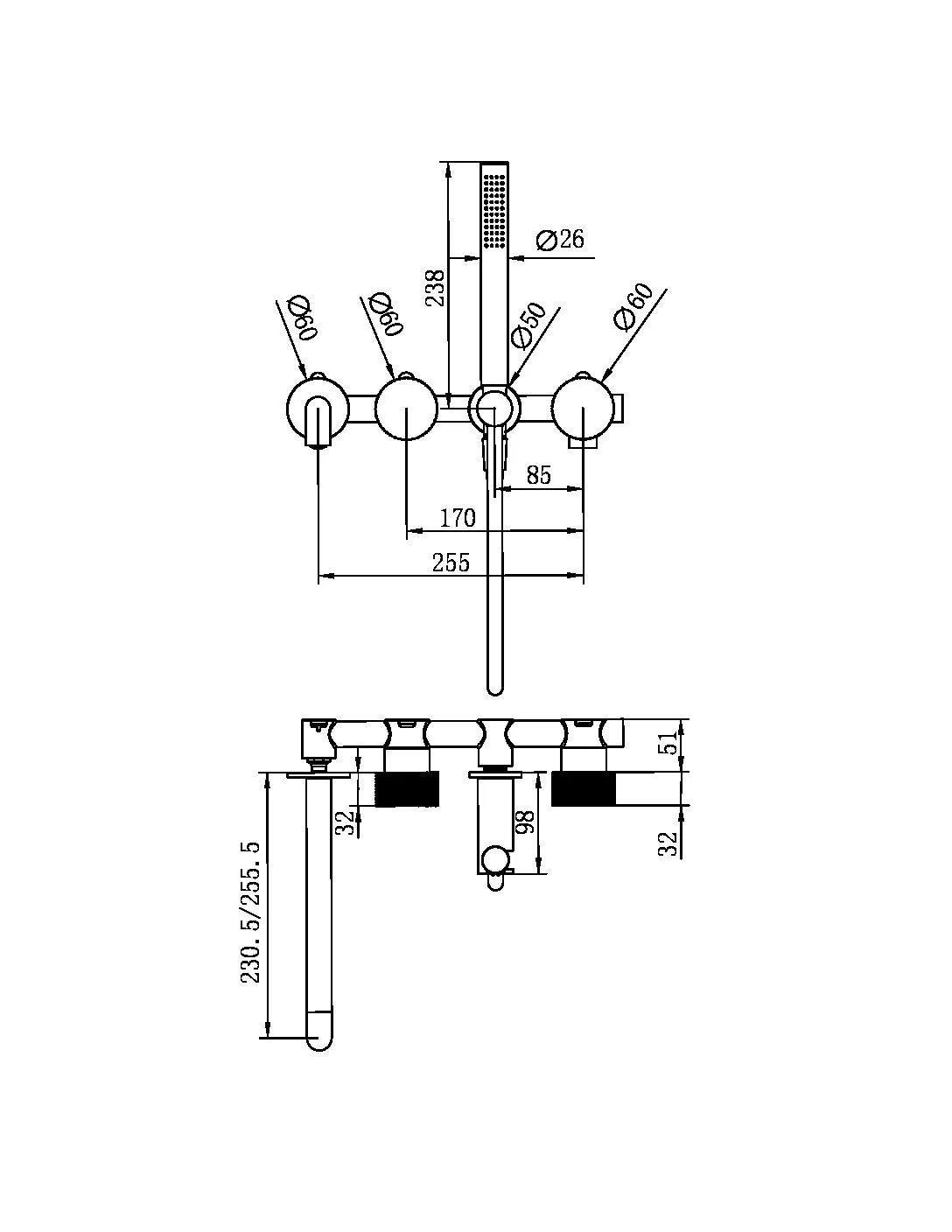 Nero Opal Progressive Shower System Separate Plate With Spout - Brushed Nickel - Image 4