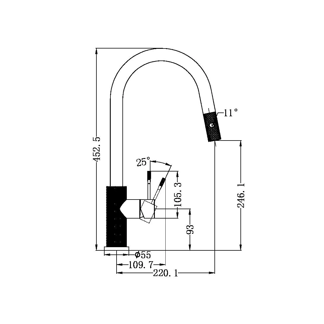Nero Opal Pull Out Sink Mixer With Vegie Spray Function - Graphite - Image 4