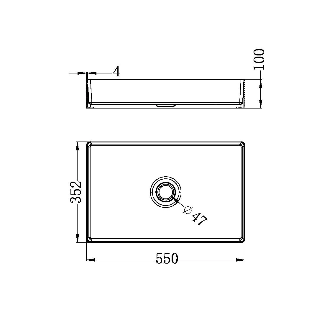 Nero Opal Rectangle Stainless Steel Basin - Brushed Gold - Image 2
