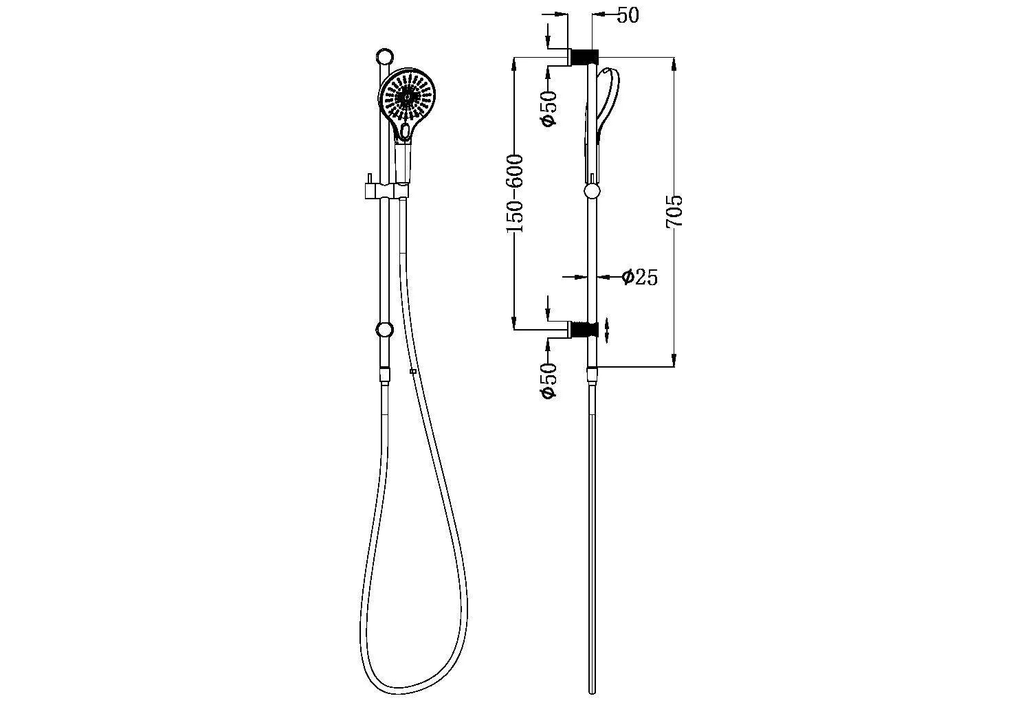Nero Opal Shower Rail - Brushed Nickel - Image 5