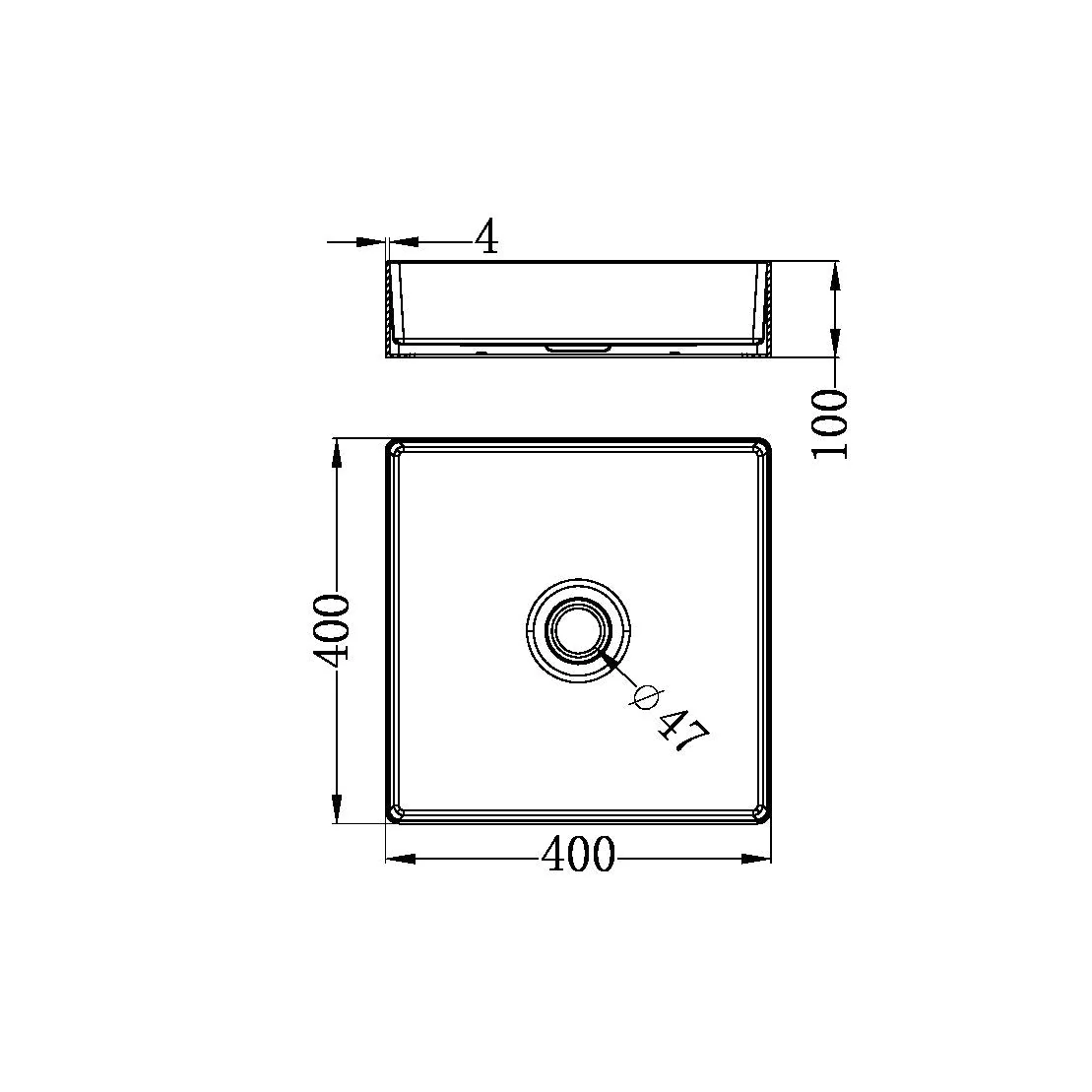 Nero Opal Square 400mm Stainless Steel Basin - Brushed Gold - Image 2