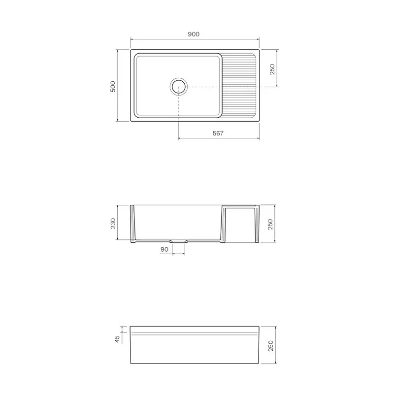 Parisi Butler Single Bowl Sink with Drain Shelf - Image 2
