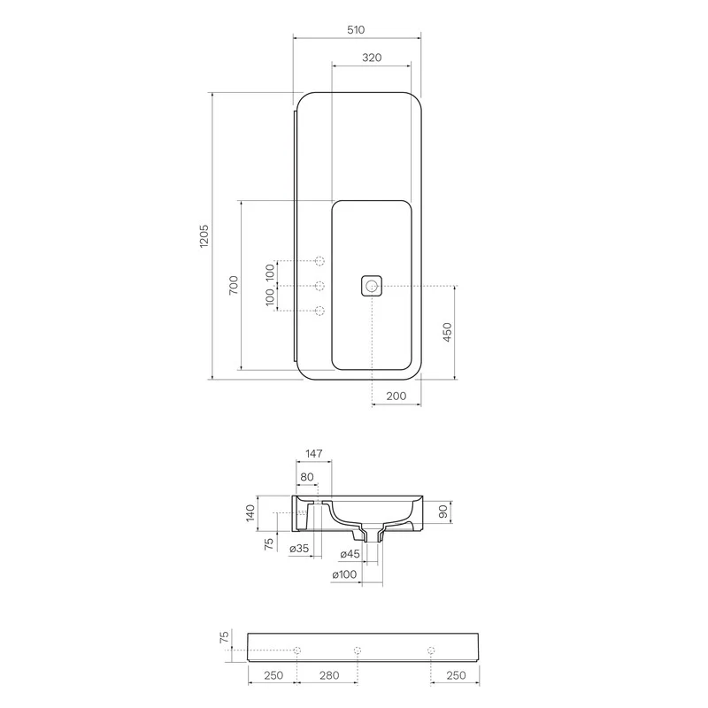 Parisi Cameo 1200 x 500 Bench Basin - Matt White - Image 3