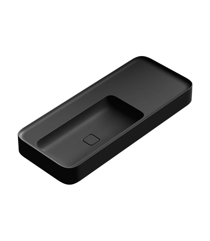 Parisi Cameo 1200 x 500 Wall Basin - Matt Black - Image 2