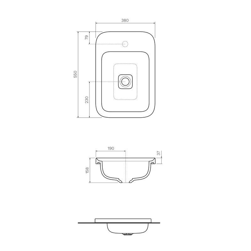 Parisi Cameo 550 x 380 Inset Basin - White Gloss - Image 2